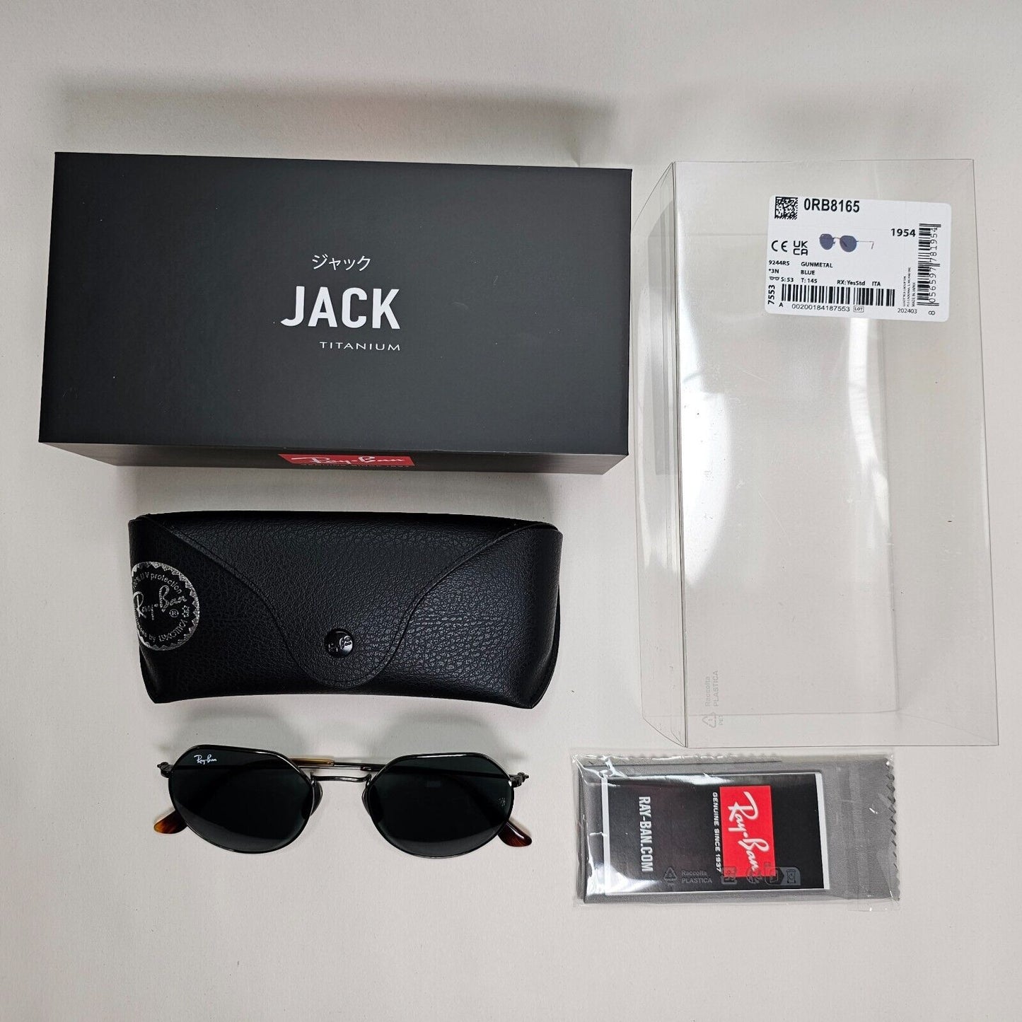 Ray-Ban Sunglasses Jack Titanium Gunmetal Dark Blue RB 8165 9244/R5 53mm