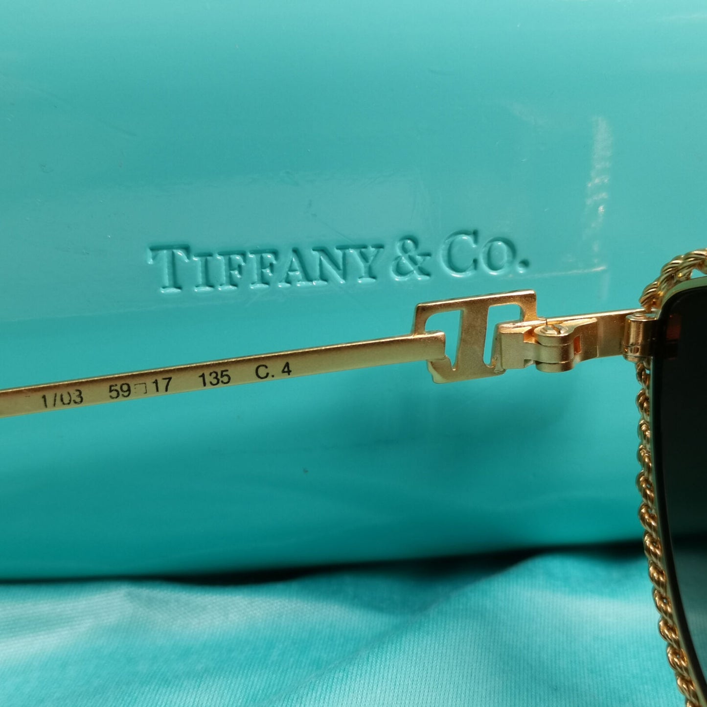 Tiffany 1980s Sunglasses Vintage Gold Plated Chain Soloist T1/03 C4 310323