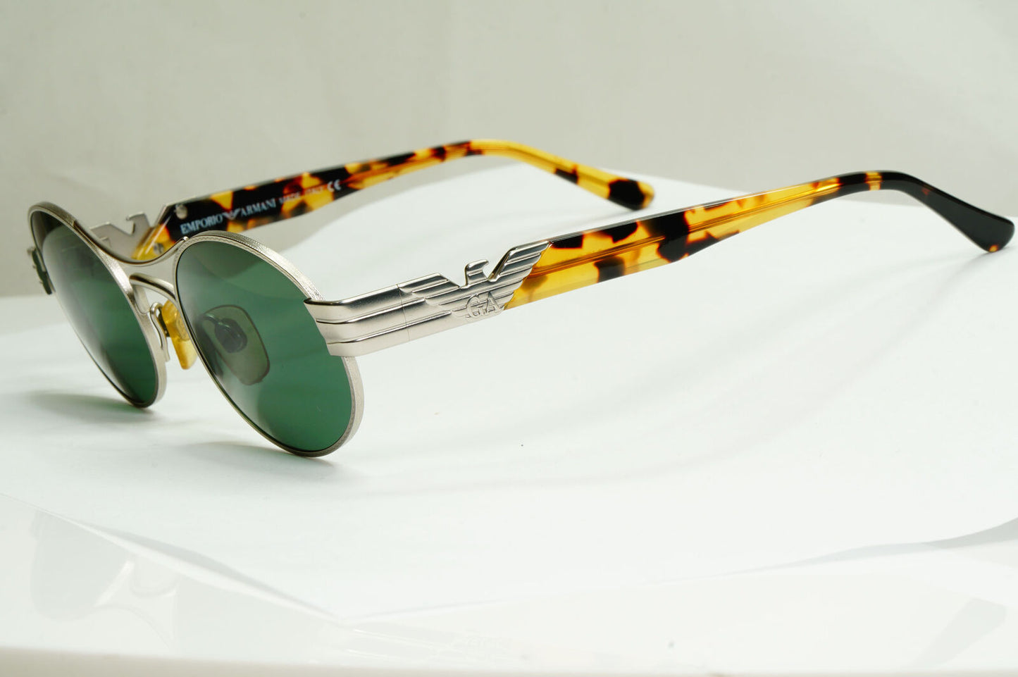 Emporio Armani Sunglasses 1997 Vintage Silver Brown Green Eagle 047-S 881