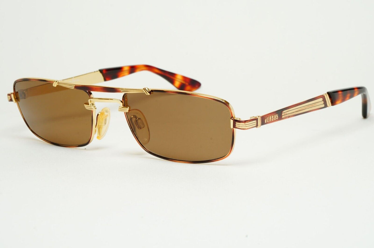 Versus Sunglasses 1996 by Gianni Versace Vintage Rectangle Brown MOD F06 COL 34M