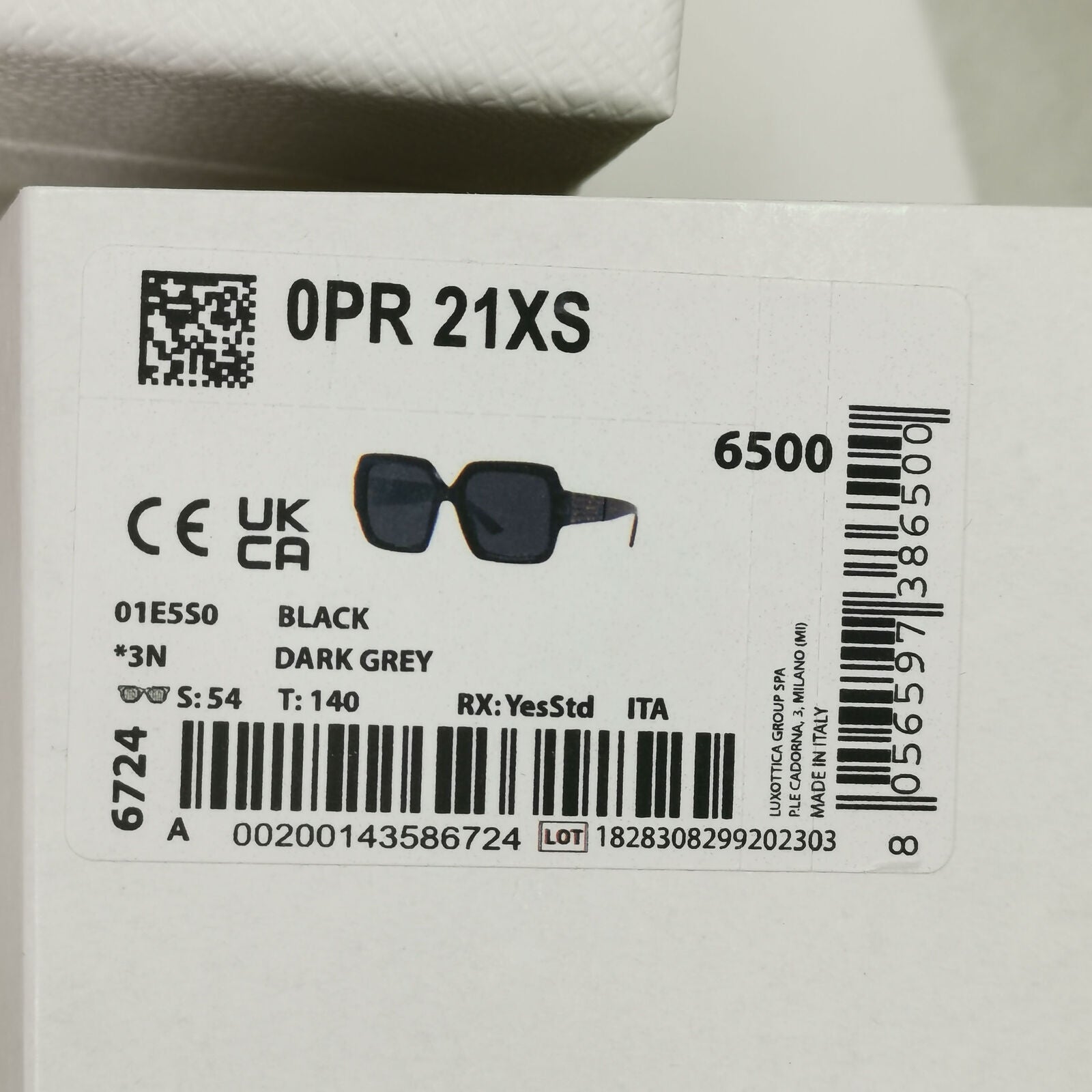 Prada Sunglasses Black Square Diamante Crystal PR21XS SPR 21X 01E-5S0