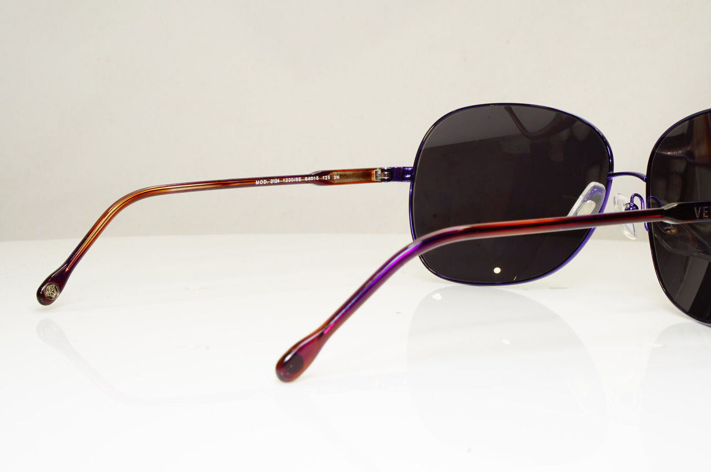 Versace Violet Womens Vintage Sunglasses Black Brown Square 2124 1230/5E 29269