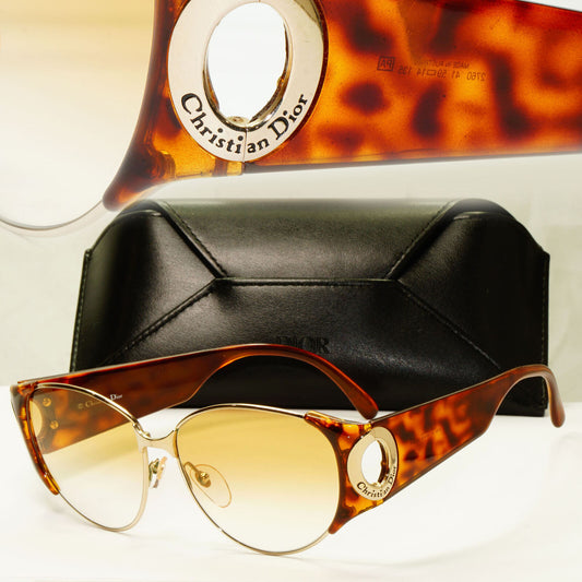 Dior 1990s Vintage Sunglasses Large Austria Gold Brown Oversized 2760 41 37486