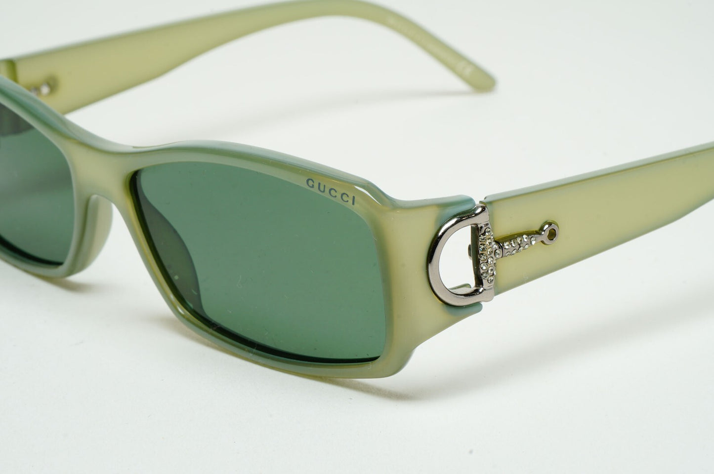 Gucci Sunglasses 2007 Vintage Horsebit Green Azure Opal Rectangle GG 2583 EML