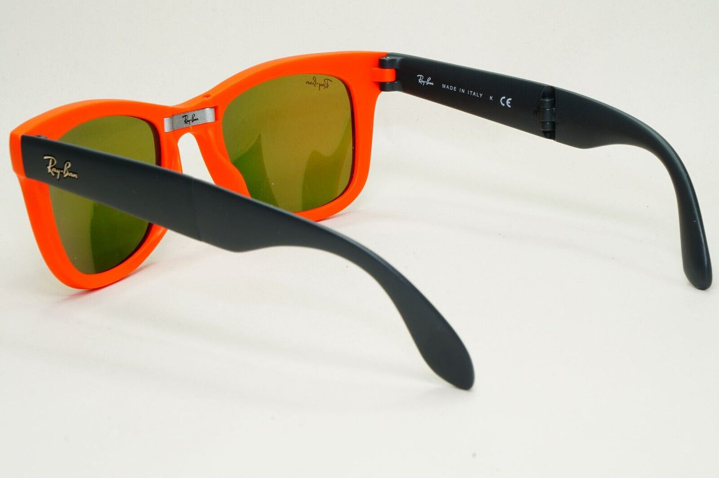 Ray-Ban Sunglasses Folding Wayfarer Orange Mirror Black Matte RB 4105 6019/69