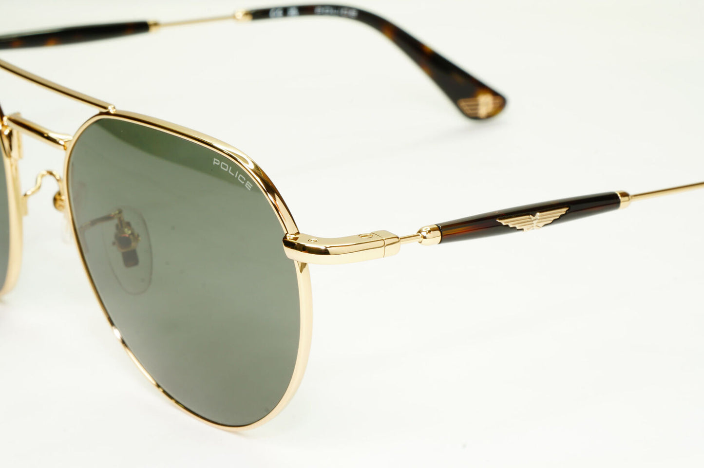 Police Sunglasses Round Pilot Metal Gold Green SPL F14 Urban 7 COL 300Y