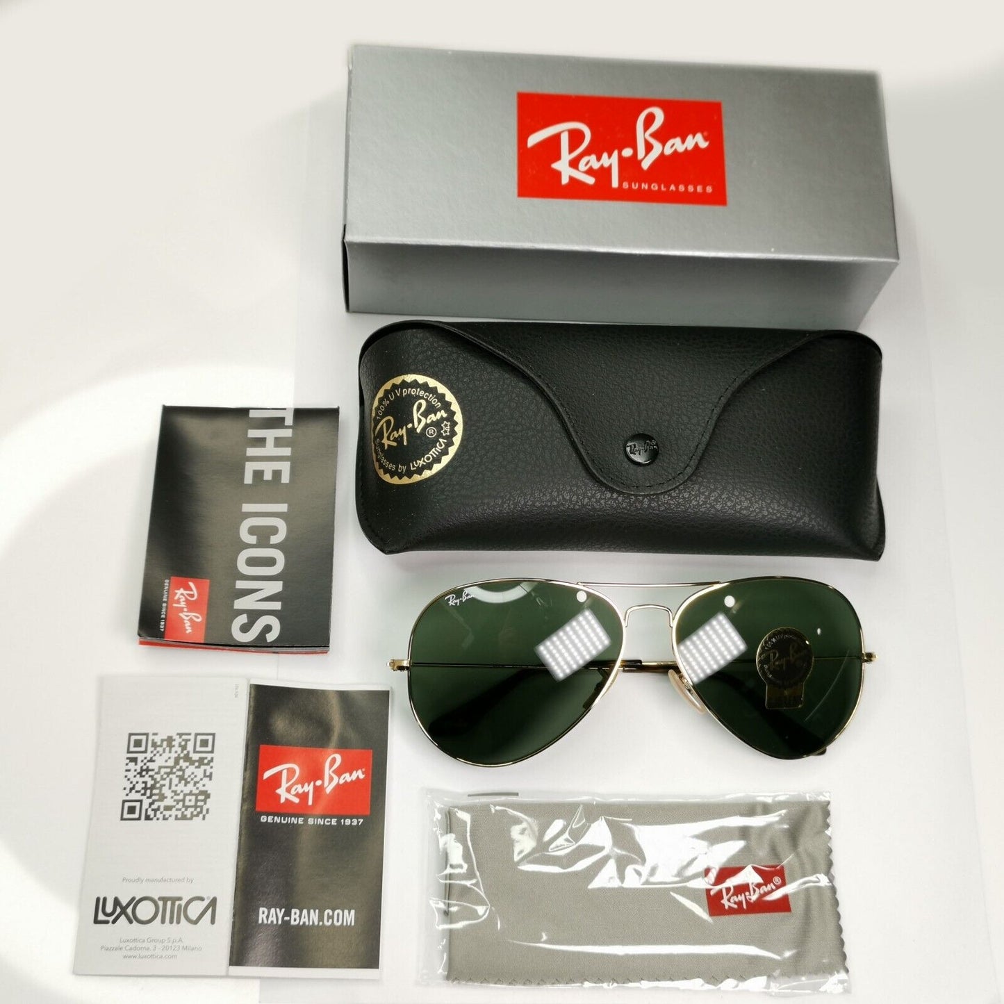Ray-Ban Sunglasses Aviator Gold Arista Green G15 Large Metal RB 3025 181 62mm