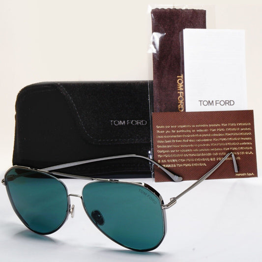 Tom Ford Sunglasses Charles-02 Gunmetal Green Blue Teal Pilot Metal TF 853 12V