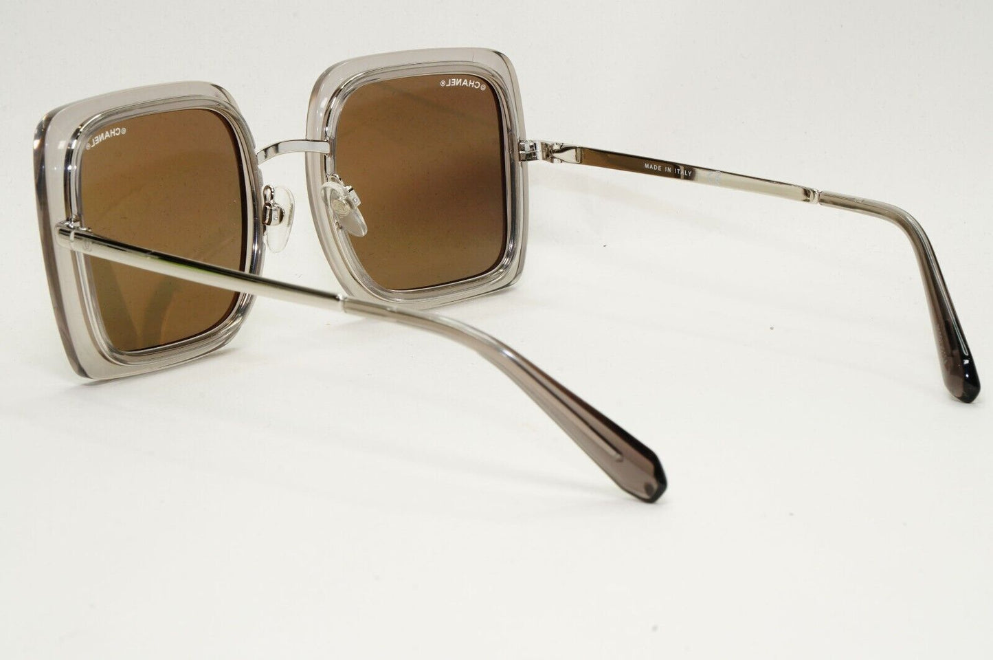 Chanel Sunglasses Square Silver Mirror Transparent Frame 4240 c.906/T7 50mm