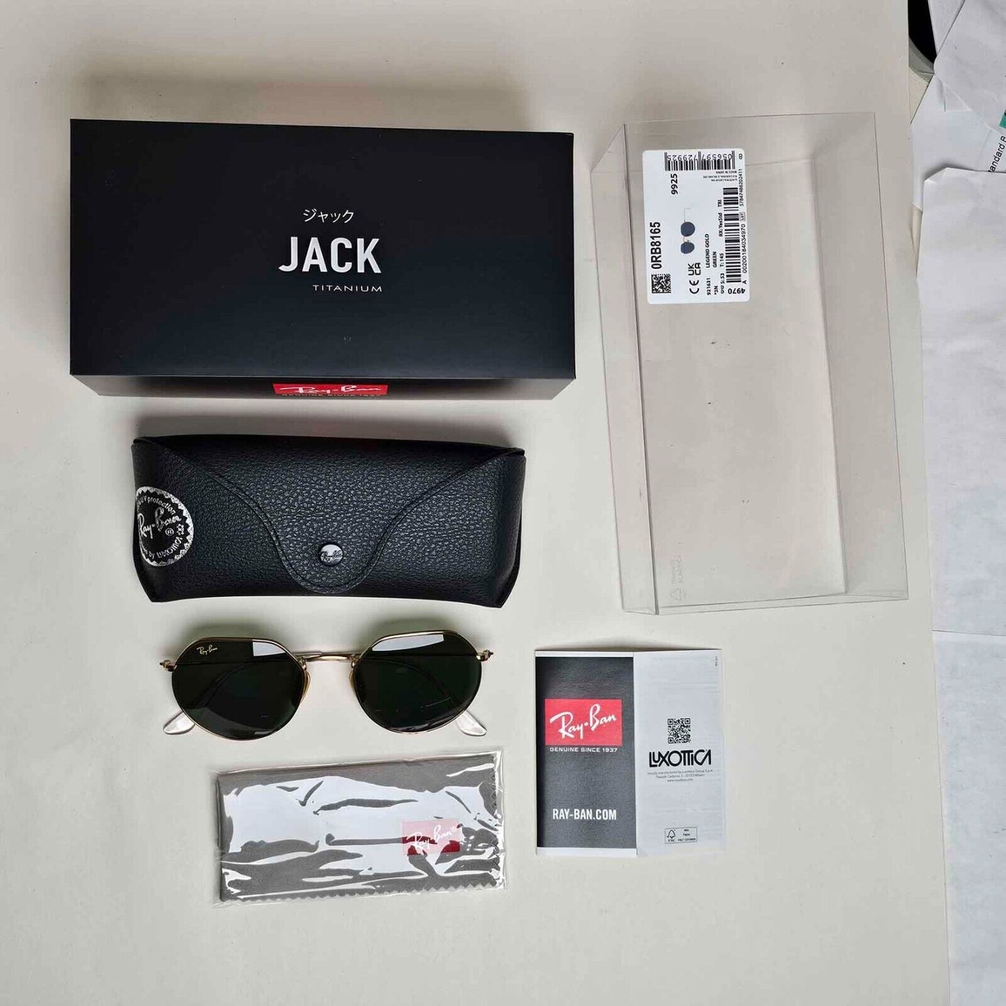 Ray-Ban Sunglasses Jack Titanium Legend Gold Green Japan RB 8165 9216/31 53mm