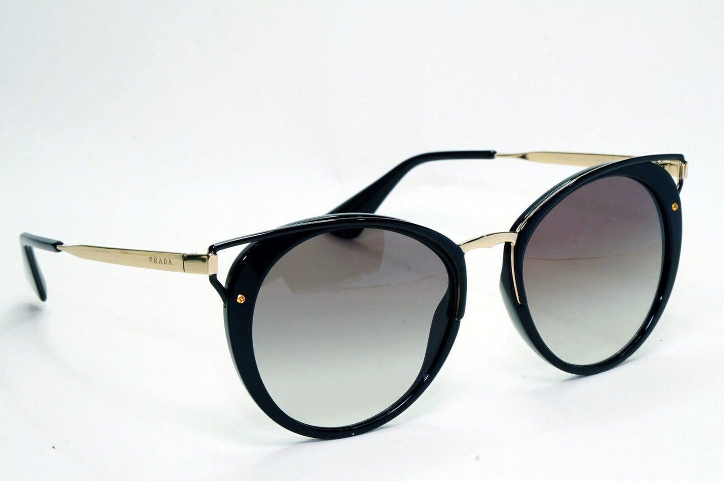 Prada Sunglasses Black Gold Grey Gradient Round PR66TS SPR 66T 1AB-0A7 210924