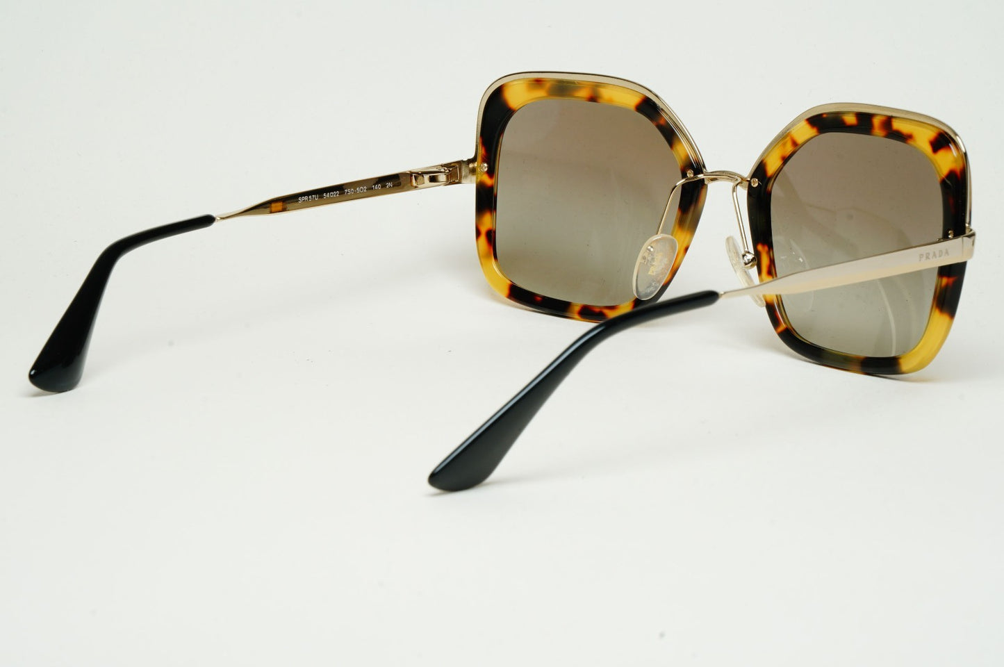 Prada Sunglasses Gold Brown Tortoise Grey Square PR57US SPR 57U 7S0-5O2