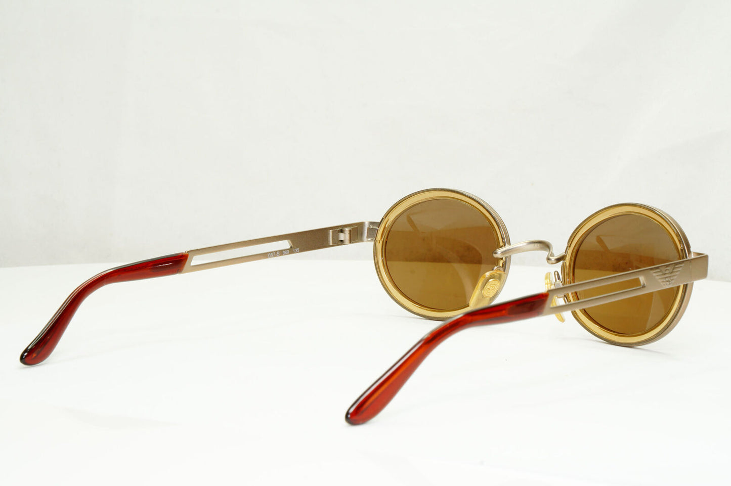 Emporio Armani Sunglasses 1997 Vintage Bronze Brown Honey Oval Eagle 057-S 989