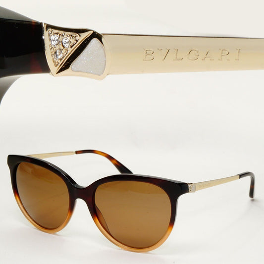 Bvlgari Sunglasses Brown Gold Diamante Square 8161-B 5362/13 56mm 120824