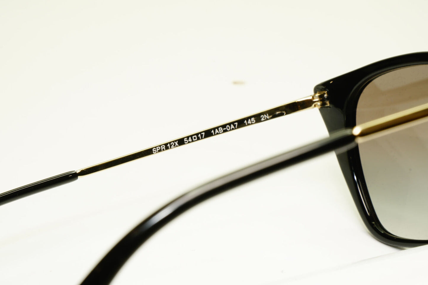 Prada Gold Black Sunglasses Smoke Grey Gradient Square SPR 12X 1AB-0A7 PR12XS