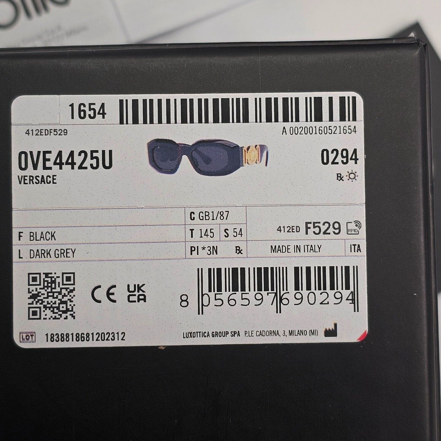 Versace Sunglasses Black Gold Medusa Heavy Large Biggie MOD VE 4425U GB1/87