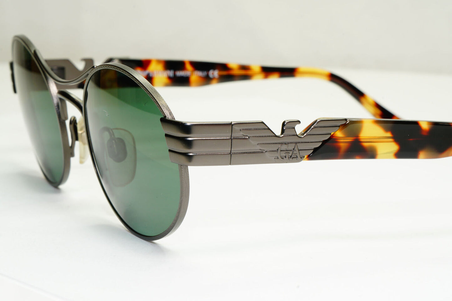 Emporio Armani Sunglasses 1997 Vintage Gunmetal Brown Green Eagle 047-S 905/26