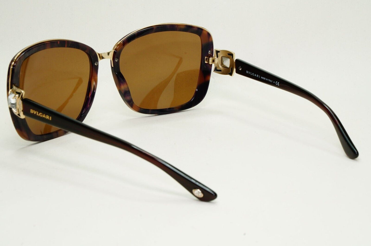 Bvlgari Sunglasses 2011 Vintage Brown Gold Crystal Square 6060-B 325/13 041124