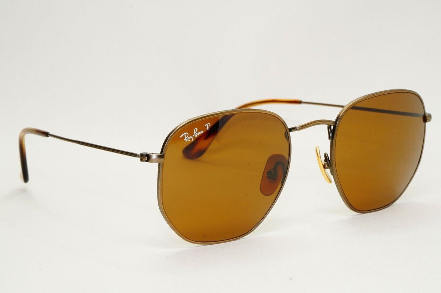 Ray-Ban Sunglasses Hexagonal Titanium Polarised Brown RB 8148 9207/57 54mm