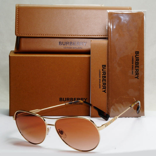 Burberry Sunglasses Gold Pilot Tara Metal Brown Gradient BE 3122 1109/13 59mm