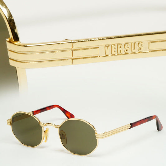 Versus Sunglasses 1996 by Gianni Versace Vintage Gold Hexagon MOD F09 COL 030