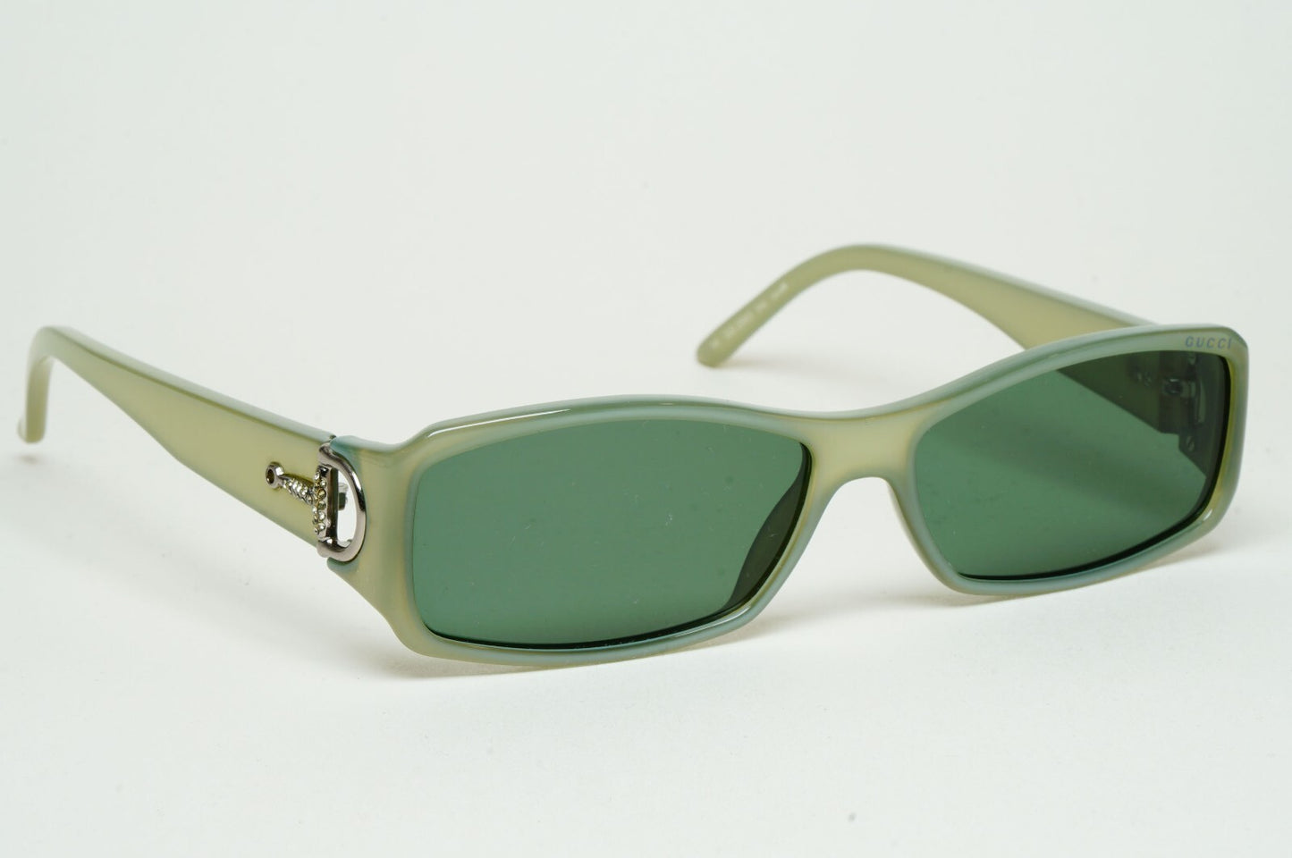 Gucci Sunglasses 2007 Vintage Horsebit Green Azure Opal Rectangle GG 2583 EML