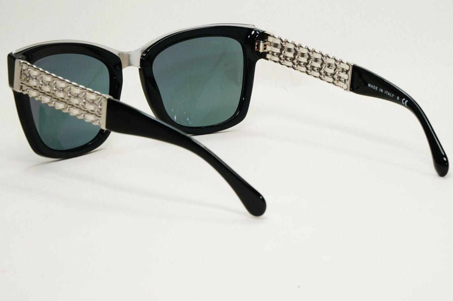 Chanel Sunglasses Black Grey Mirrored Silver Leather Chain 5362-Q c.501/26