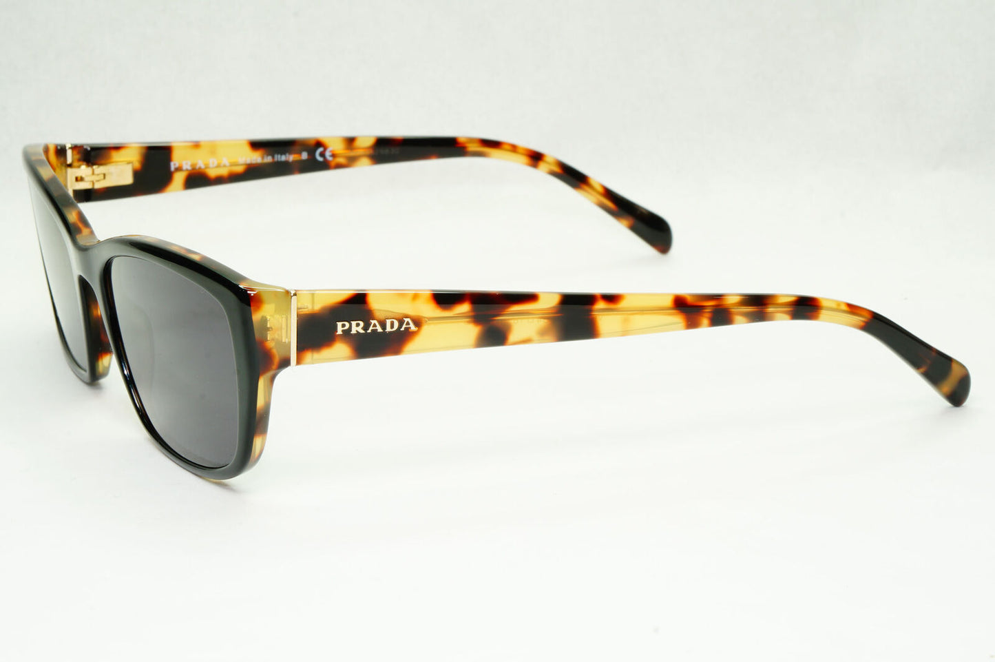 Prada Sunglasses Black Rectangle Brown Tortoise PR18OV VPR 18O NAI-1O1 54mm
