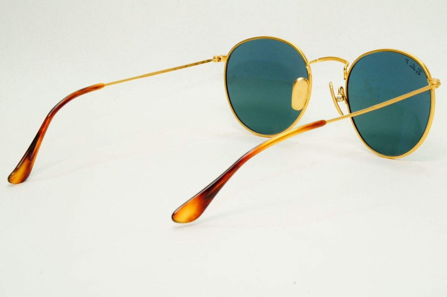Ray-Ban Sunglasses Round Titanium Polarized Gold Blue RB 8247 9217/T0 50mm