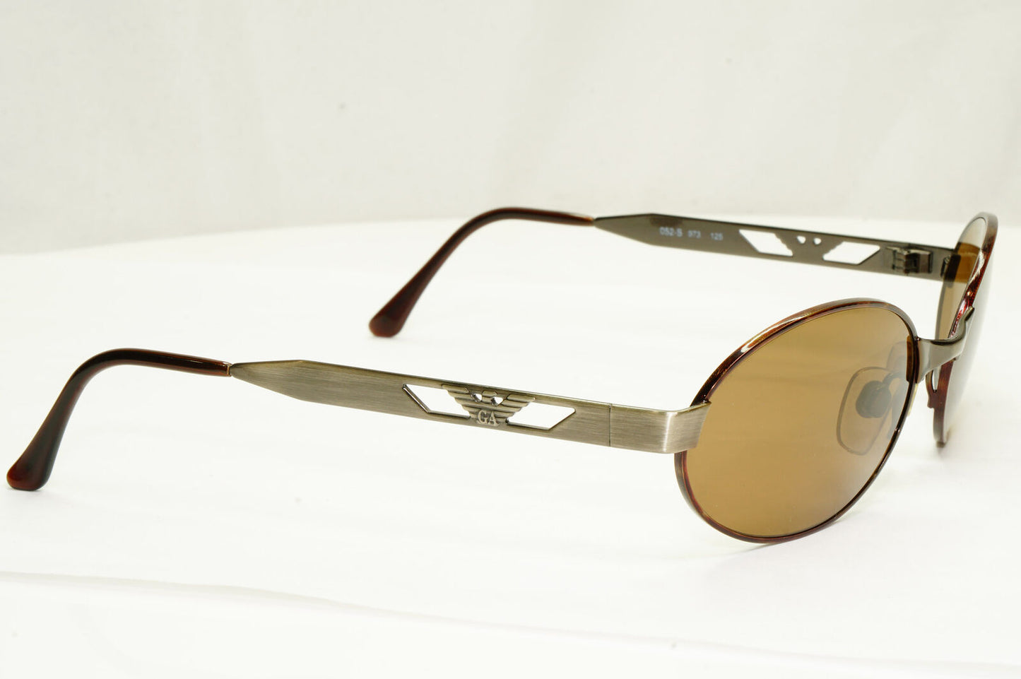 Emporio Armani 1997 Vintage Sunglasses Mens Brown Brushed Silver Eagle 052-S 973