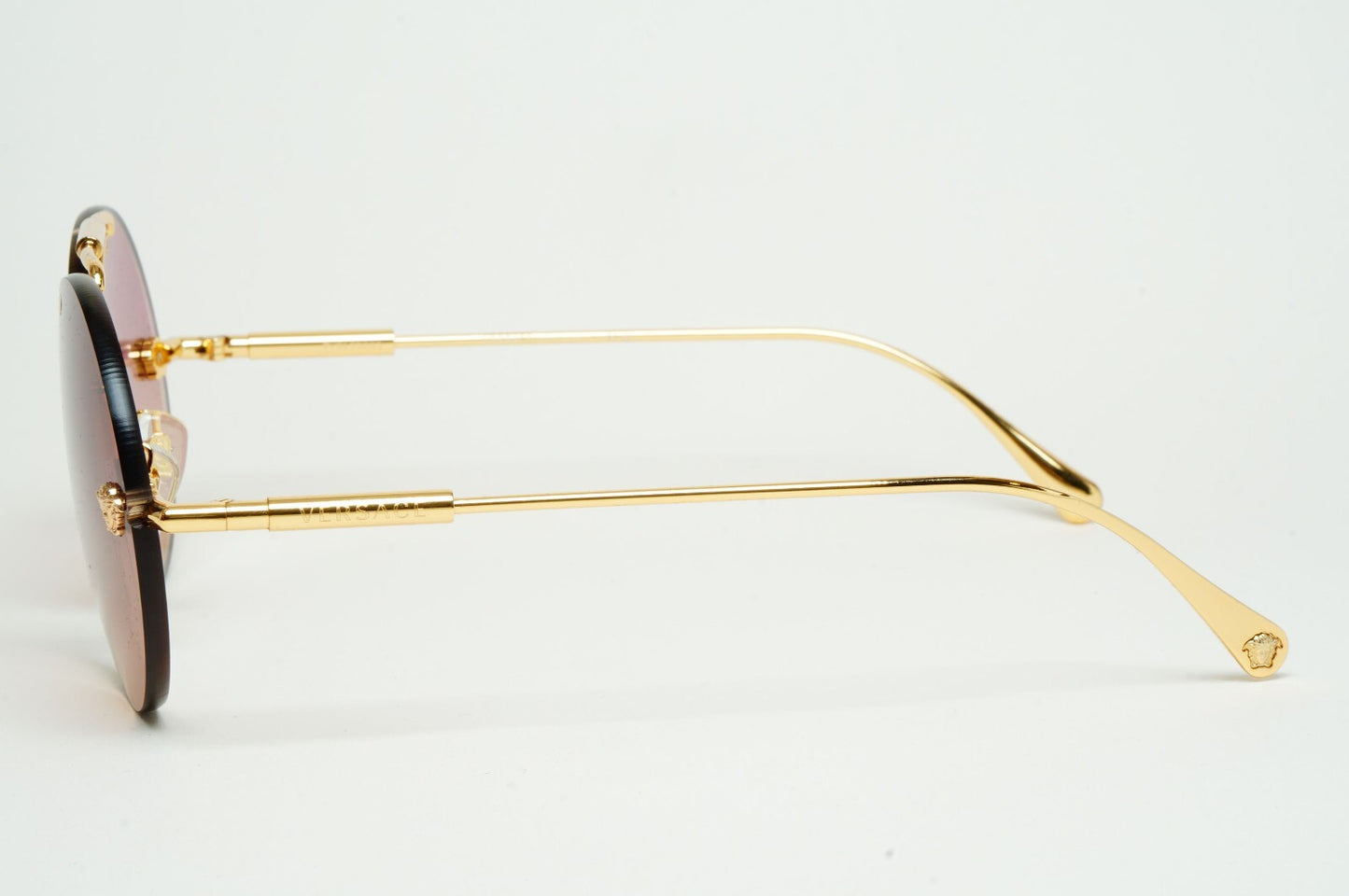 Versace Sunglasses Rimless Round Gold Fuchsia Orange MOD 2244 1002/78