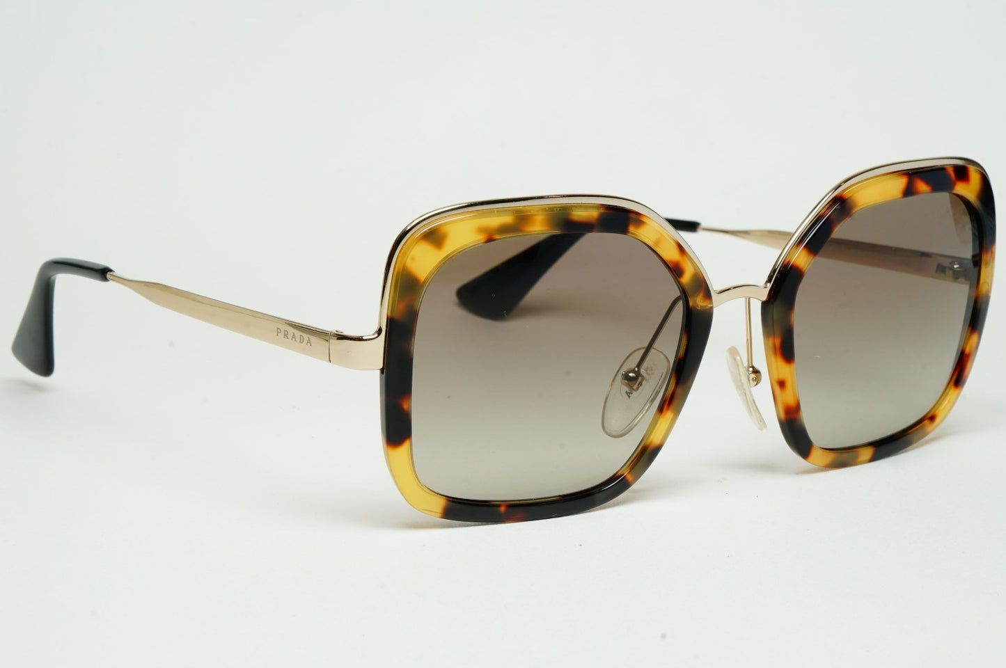 Prada Sunglasses Gold Brown Tortoise Grey Square PR57US SPR 57U 7S0-5O2