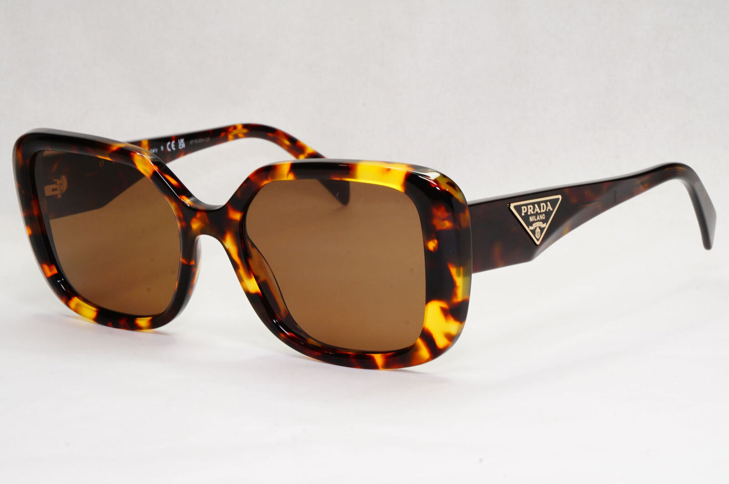 Prada Sunglasses Triangle Symbole Square Brown Tortoise PR10ZV VPR 10Z VAU-1O1