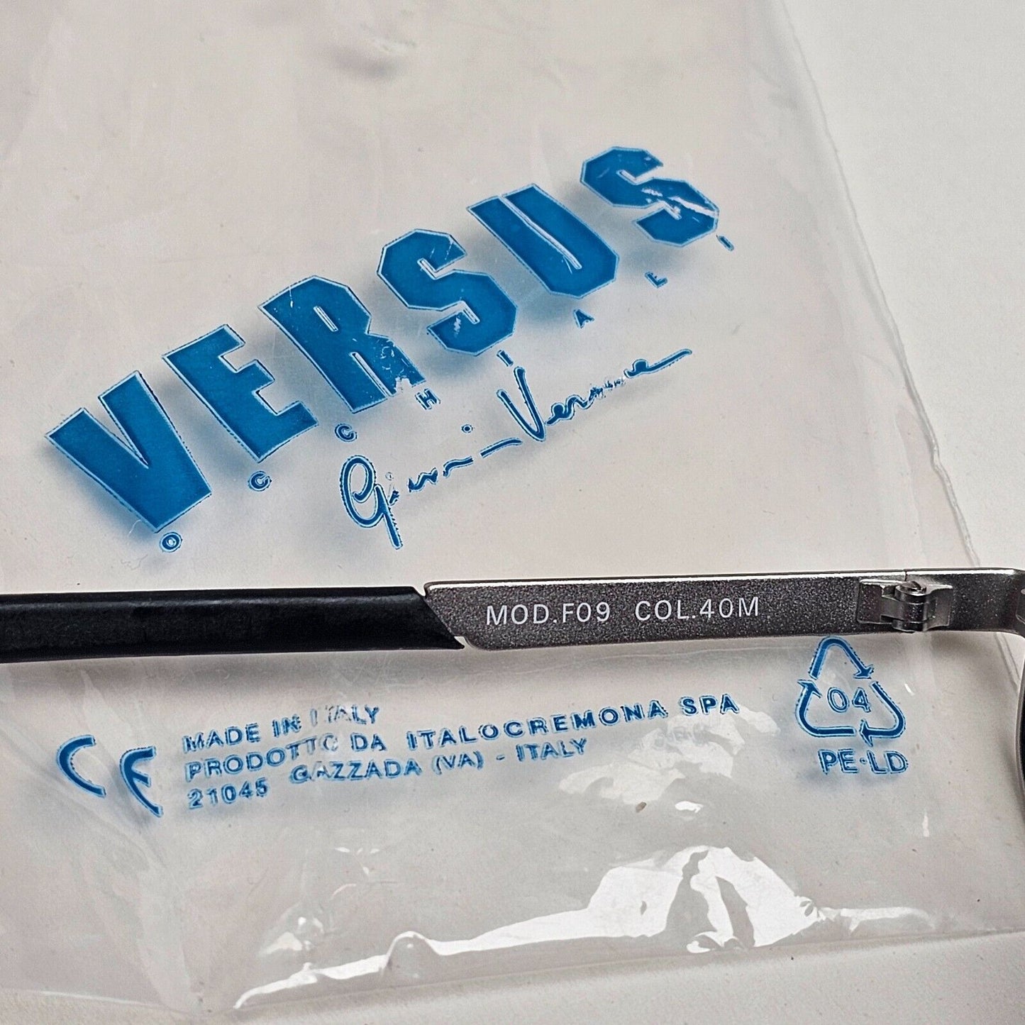 Versus Sunglasses 1996 by Gianni Versace Vintage Silver Hexagon MOD F09 COL 40M