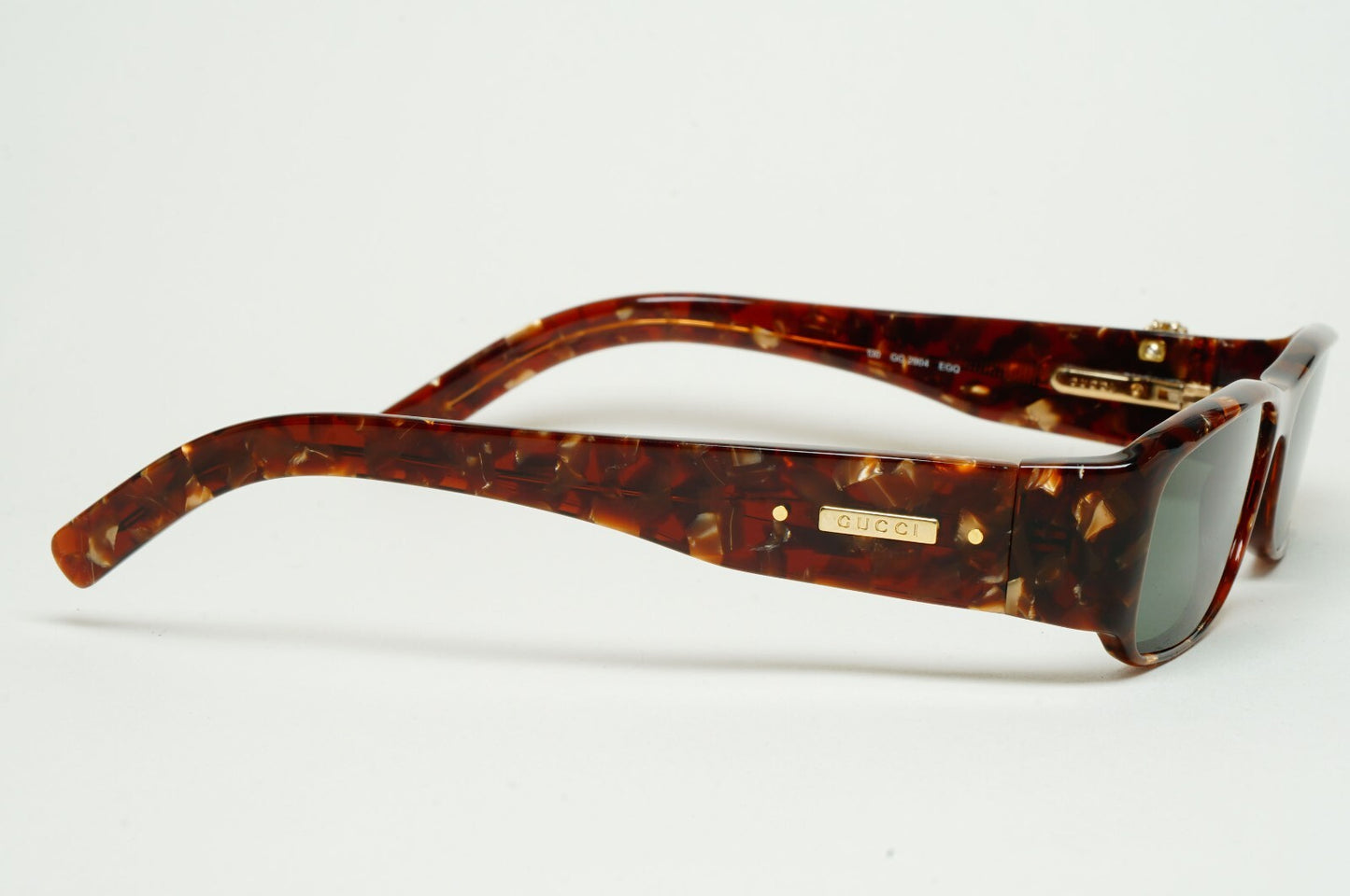 Gucci Sunglasses 2004 Vintage Gold Bee Green Havana Rectangle GG 2904 EGQ 52mm B