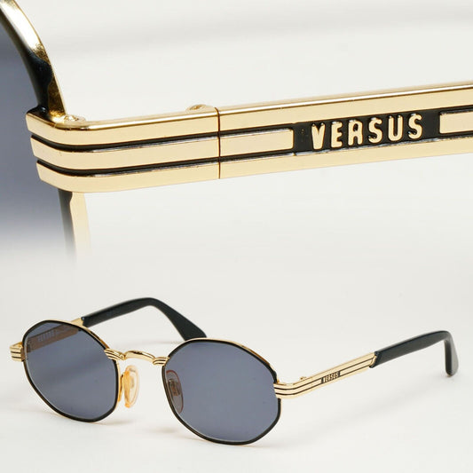 Versus Sunglasses 1996 by Gianni Versace Vintage Gold Hexagon MOD F09 COL 39M
