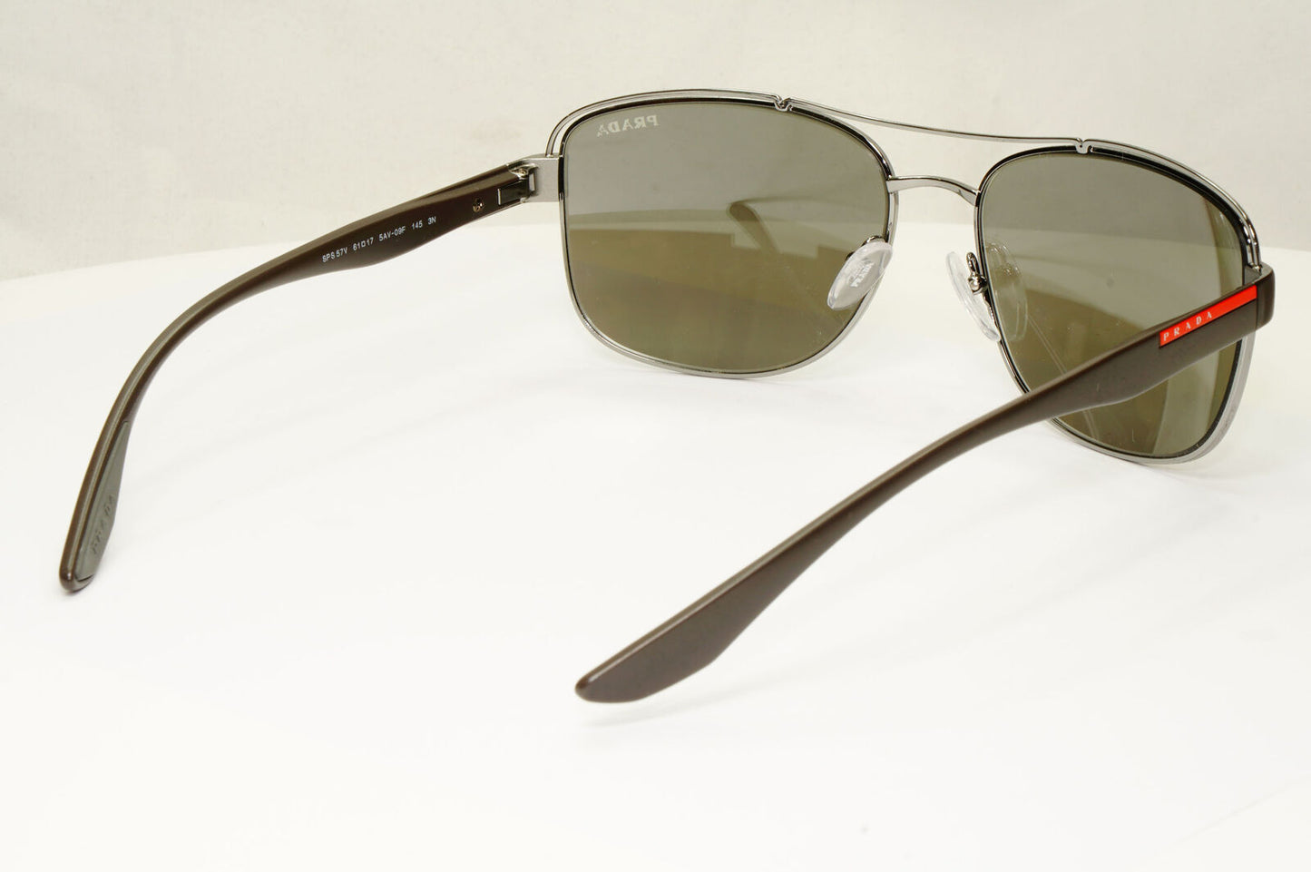 Prada Silver Mirror Sunglasses Mens Brown Sport Linea Rossa Red SPS 57V 5AV-09F