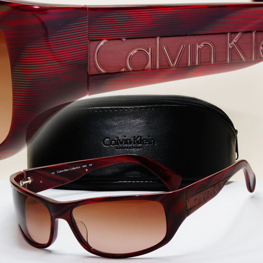 Calvin Klein Sunglasses 2005 Vintage Bordo Brown Red Wrap 830S 039 121124