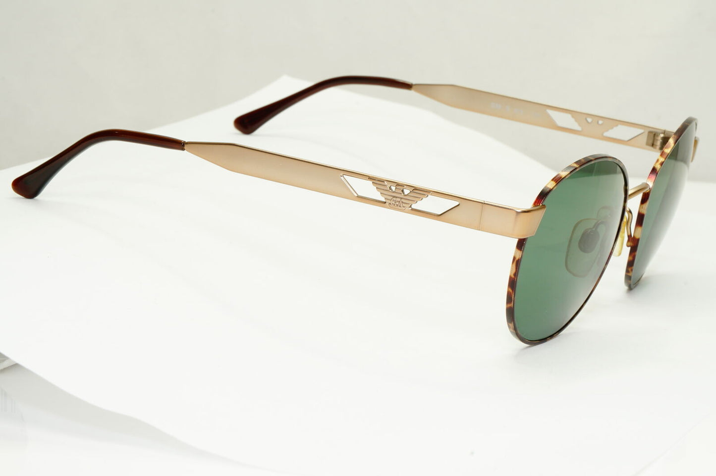 Emporio Armani Sunglasses 1997 Vintage Round Pale Gold Green Eagle 039-S 875