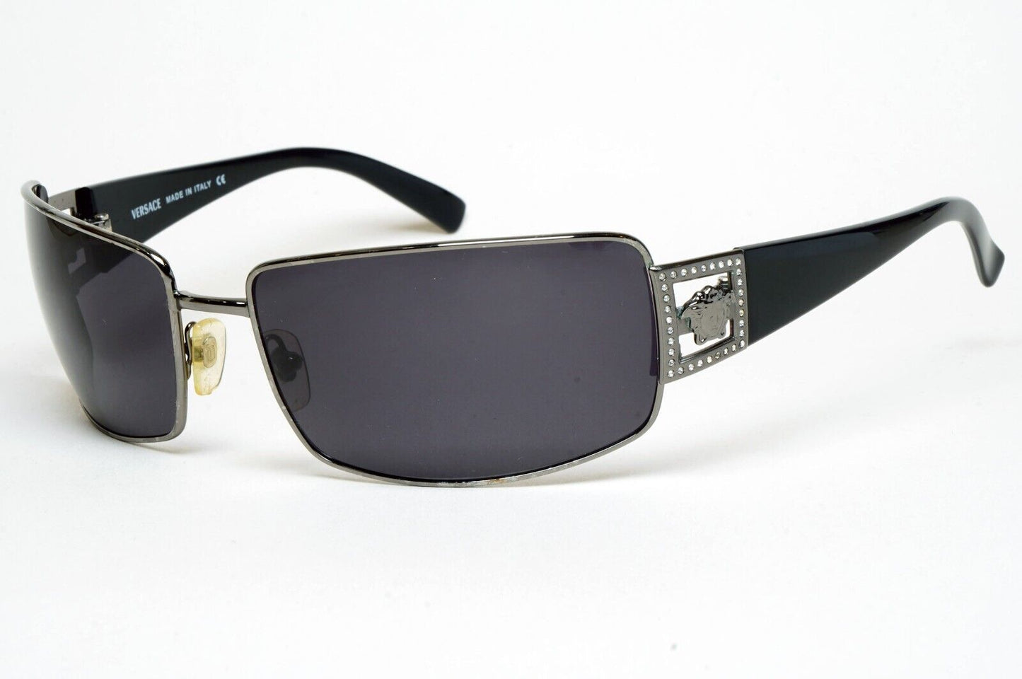 Versace Sunglasses 2004 Vintage Black Gunmetal Wrap MOD 2032-B 1001/11 180125