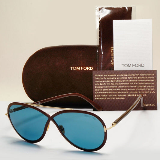 Tom Ford Sunglasses Rickie Pilot Brown Teal Blue Large FT1007 TF 1007 48V