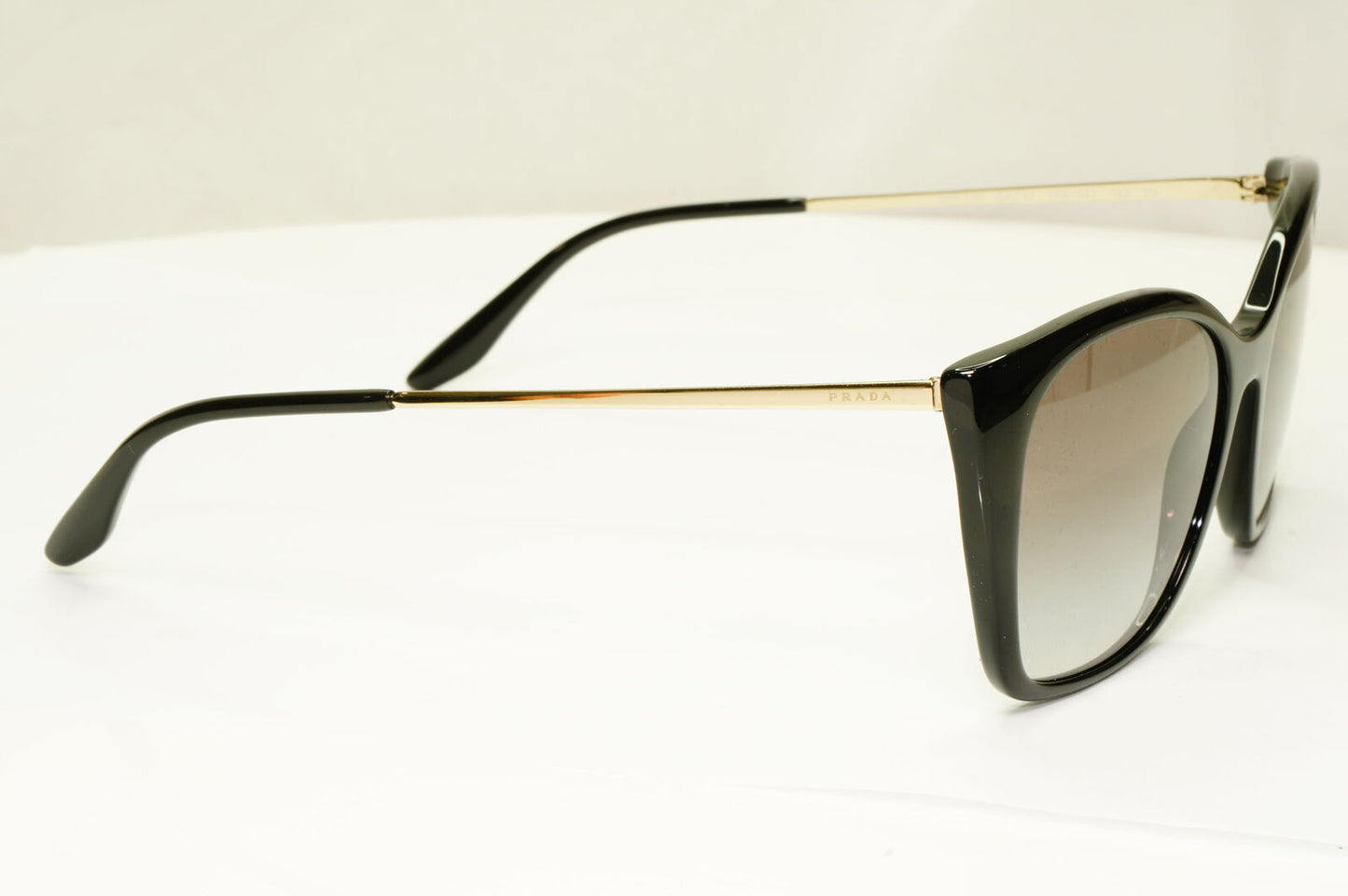 Prada Gold Black Sunglasses Smoke Grey Gradient Square SPR 12X 1AB-0A7 PR12XS