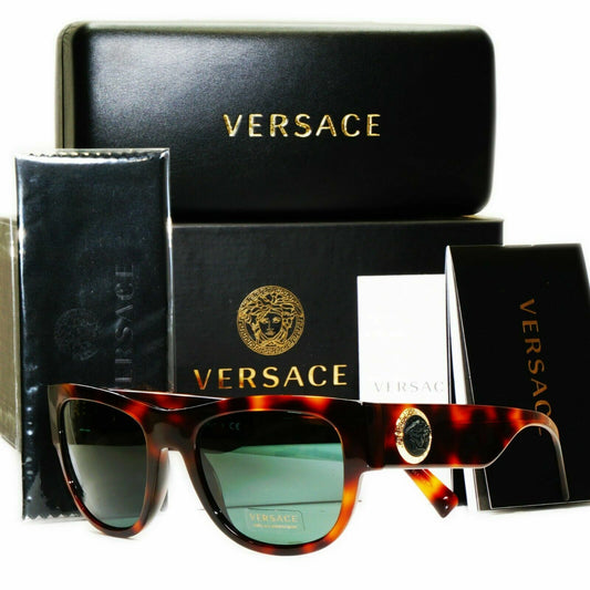 Versace Sunglasses Gold Medusa Tortoiseshell Brown Green Square 4359 5217/71