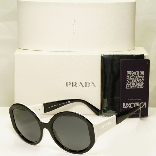 Prada Black Oversized Sunglasses White Round Milano SPR 22X PR22XS YC4-5S0