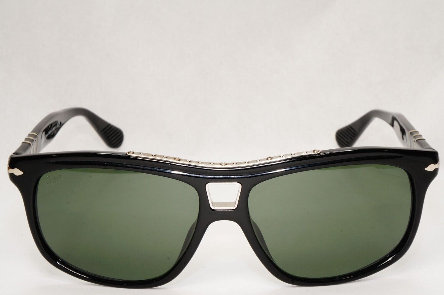 Persol Sunglasses 2011 Roadster Black Silver Glossy Green Lens 3009-S 95/31 58mm