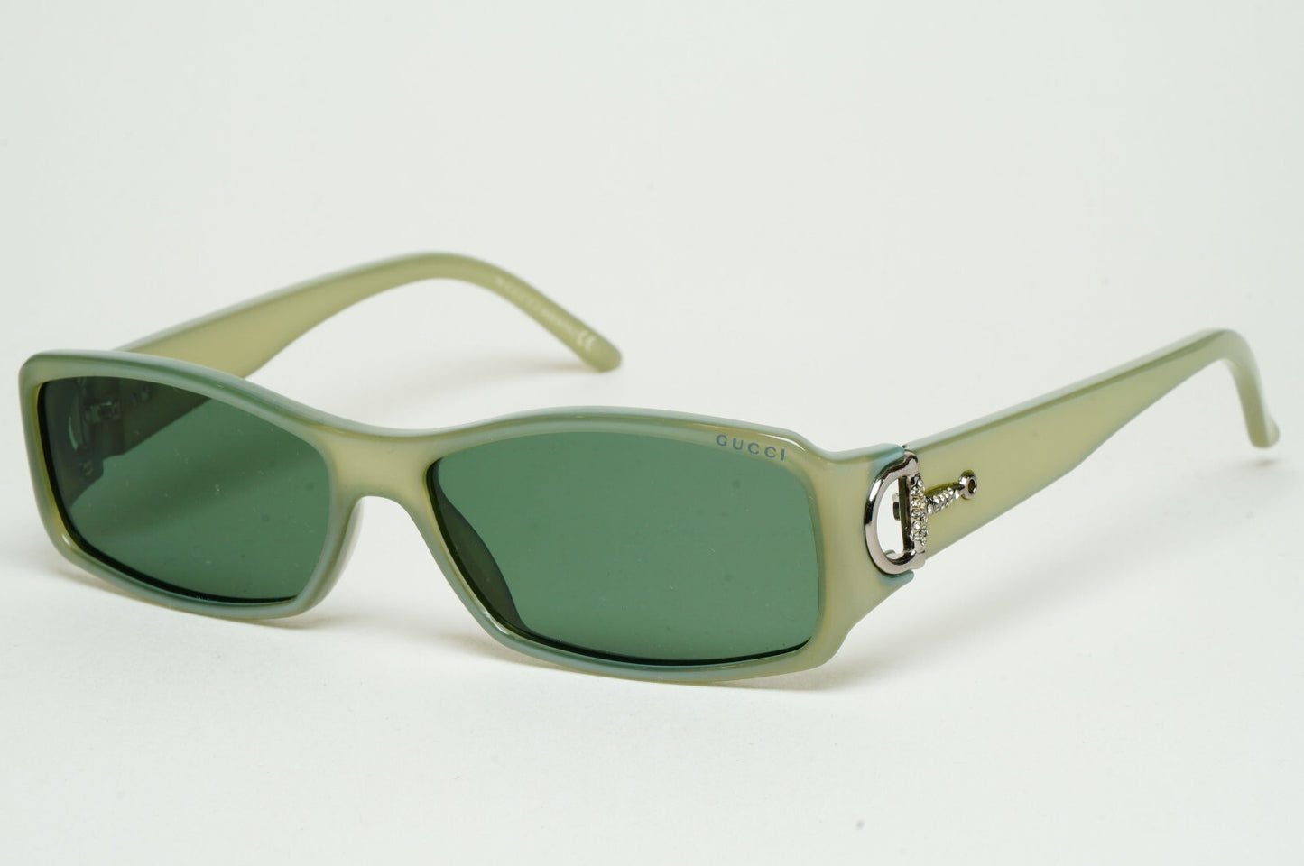 Gucci Sunglasses 2007 Vintage Horsebit Green Azure Opal Rectangle GG 2583 EML