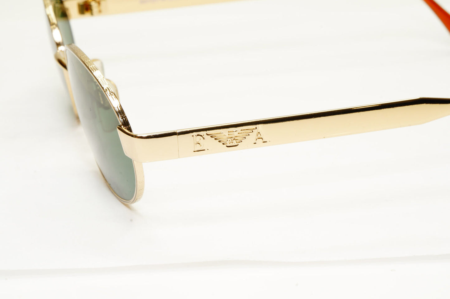 Emporio Armani 1997 Vintage Sunglasses Oval Metal Gold Green Eagle 066-S 743