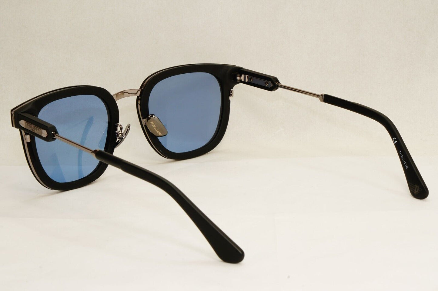Police Sunglasses Black Blue Silver Thick Rims SPL F19 Prince 3 COL 0703 51mm