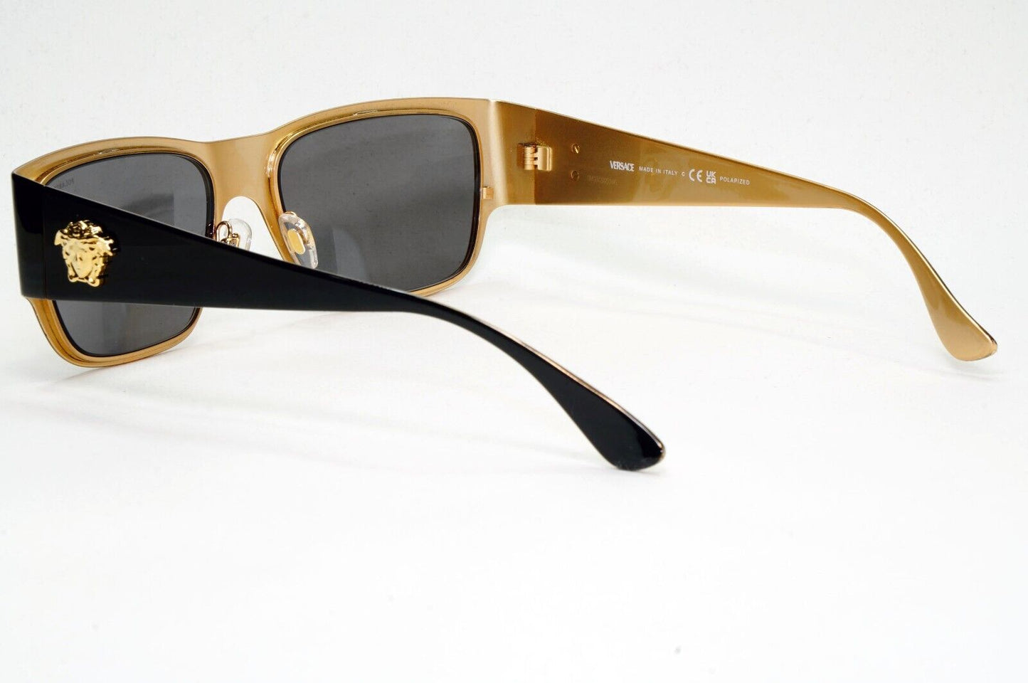 Versace Sunglasses Black Polarised Gold Medusa Square Metal MOD VE 2262 1433/81