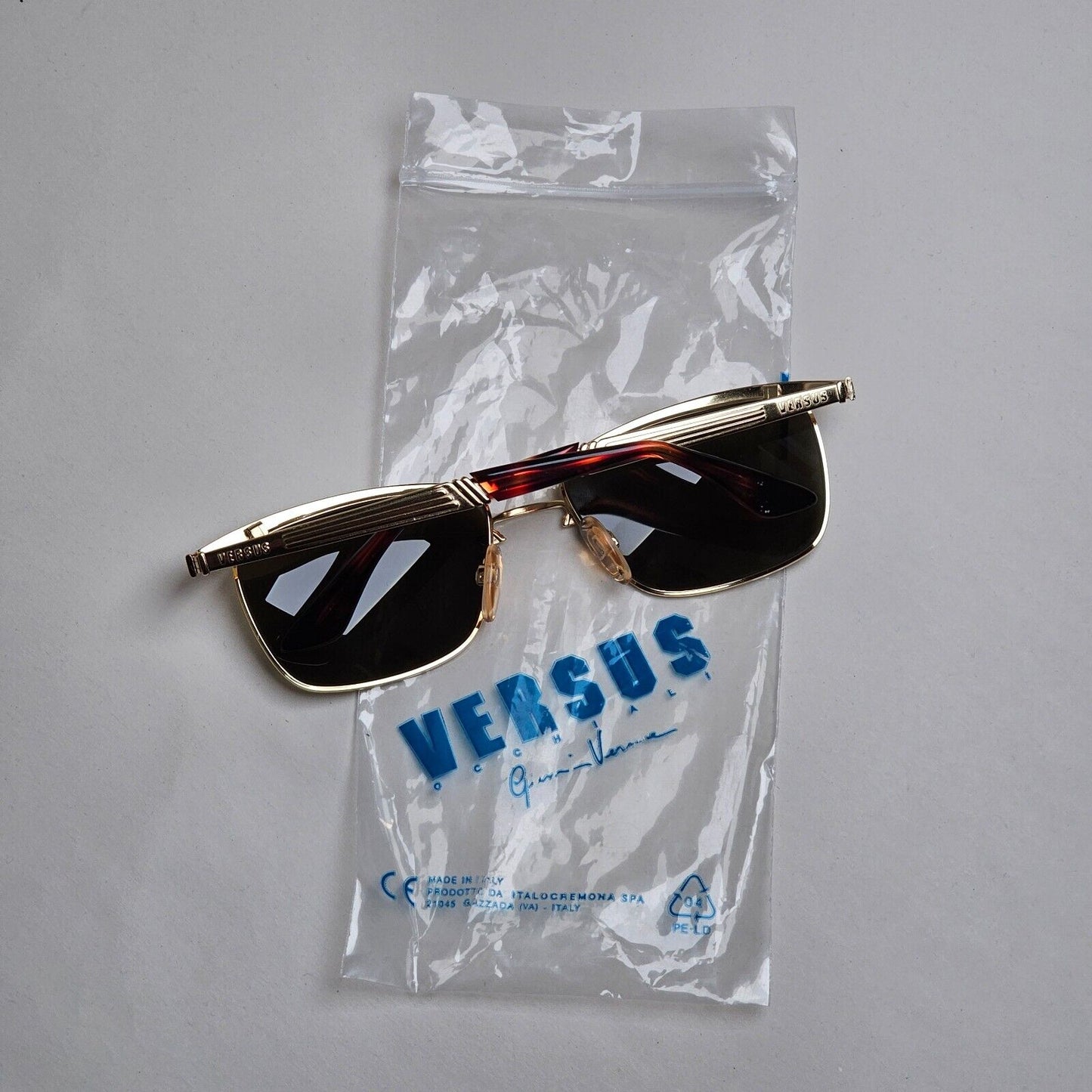 Versus Sunglasses 1996 by Gianni Versace Vintage Gold Brown MOD F02 COL 030